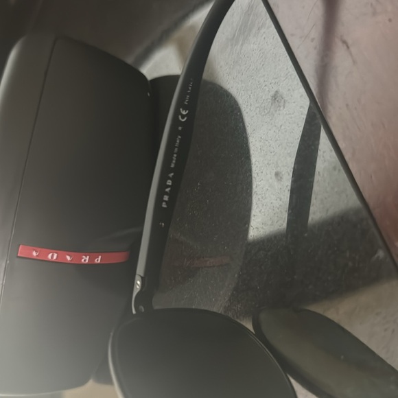 Black Prada Men’s Sunglasses with case; Like New, Very Little Wear - Picture 9 of 11